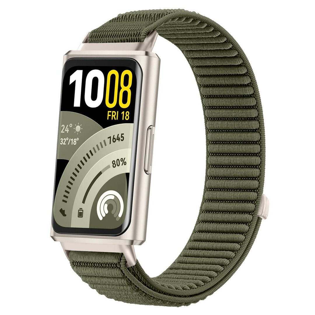 Nylon ribbelbandje - Donkergroen - Huawei Band 11 / 11 pro