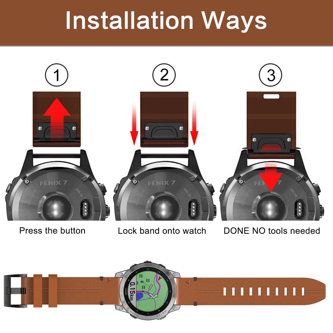Leren bandje - Zwart - Garmin Forerunner 745 / 935 / 945 / 955 / 965