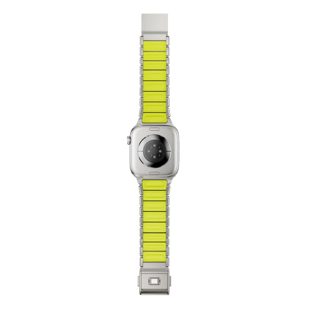 Premium Stainless Steel / Siliconen band - Titanium met groen - Geschikt voor Apple Watch 44mm / 45mm&nbsp;/ 46mm / 49mm