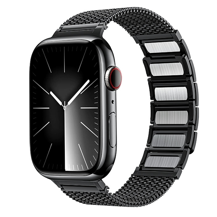 Luxe magnetische RVS band - Zwart - Geschikt voor Apple Watch 38mm / 40mm / 41mm / 42mm