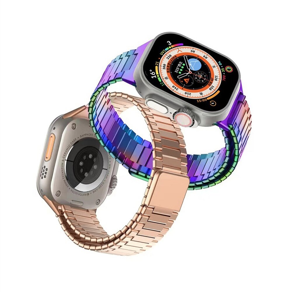 Magnetische stalen band - Zeer sterke magneet - Zilver met zwart - Geschikt voor Apple Watch 38mm / 40mm / 41mm / 42mm