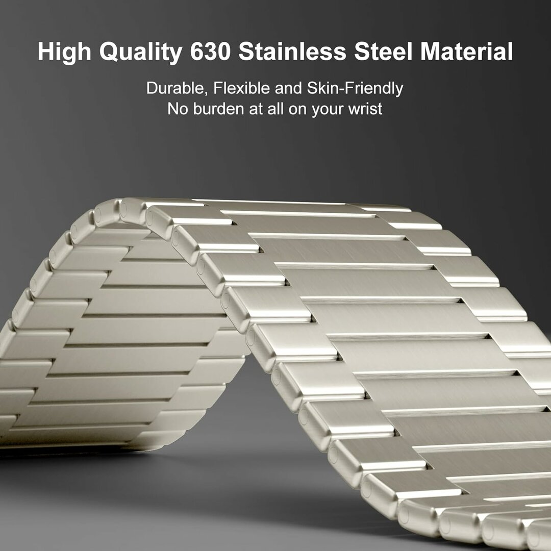 Magnetische stalen band - Zeer sterke magneet - Titanium kleur - Geschikt voor Apple Watch 38mm / 40mm / 41mm / 42mm