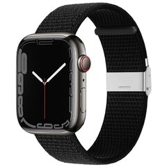 Nylon bandje met klemsluiting - Zwart - Geschikt voor Apple Watch 38mm / 40mm / 41mm / 42mm