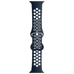 Sportbandje met extra lus - Donkerblauw + Wit - Geschikt voor Apple Watch 38mm / 40mm / 41mm / 42mm