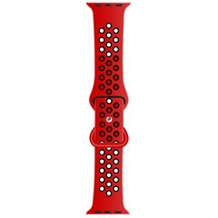 Sportbandje met extra lus - Rood + Zwart - Geschikt voor Apple Watch 38mm / 40mm / 41mm / 42mm
