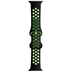 Sportbandje met extra lus - Zwart + Groen - Geschikt voor Apple Watch 38mm / 40mm / 41mm / 42mm