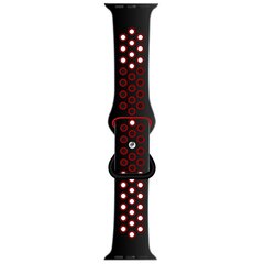 Sportbandje met extra lus - Zwart + Rood - Geschikt voor Apple Watch 38mm / 40mm / 41mm / 42mm