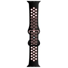 Sportbandje met extra lus - Zwart + Roze - Geschikt voor Apple Watch 38mm / 40mm / 41mm / 42mm