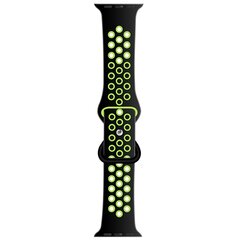 Sportbandje met extra lus - Zwart + Geel - Geschikt voor Apple Watch 38mm / 40mm / 41mm / 42mm