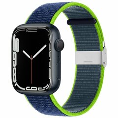 Nylon bandje met klemsluiting - Donkerblauw met groen - Geschikt voor Apple Watch 44mm / 45mm&nbsp;/ 46mm / 49mm