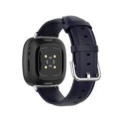 Fitbit Versa 3/4 &amp; Sense 1/2 leren bandje - Donkerblauw