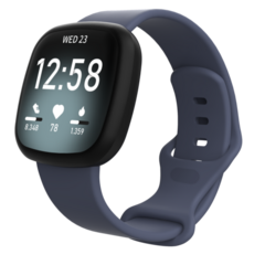 Fitbit Versa 3 &amp; 4 / Sense 1 &amp; 2 Sportbandje - Grijsblauw - Maat: M/L