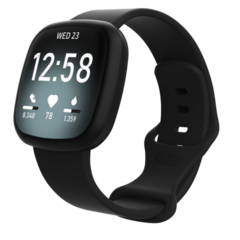 Fitbit Versa 3 &amp; 4 / Sense 1 &amp; 2 Sportbandje - Zwart -&nbsp;Maat: M/L