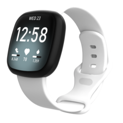 Fitbit Versa 3 &amp; 4 / Sense 1 &amp; 2 Sportbandje - Wit - Maat: M/L