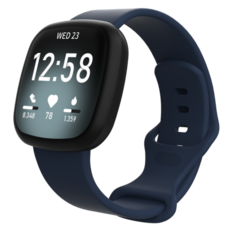 Fitbit Versa 3 &amp; 4 / Sense 1 &amp; 2 Sportbandje - Donkerblauw - Maat: S/M