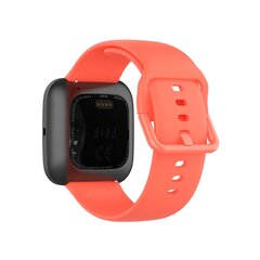 Fitbit Versa 1 / 2 &amp; Lite siliconen sportbandje met gespsluiting - Koraaloranje - Maat: Small