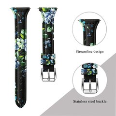 Fitbit Versa 1 / 2 &amp; Lite bandje TPU leer - Bloemenprint zwart / grijs