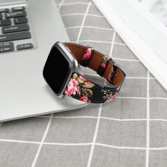 Fitbit Versa 1 / 2 &amp; Lite leren bandje - Bloemenprint roze