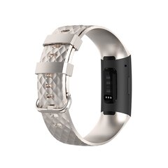 Fitbit Charge 3 &amp; 4 siliconen diamant pattern bandje - Maat: Small - Champagne goud