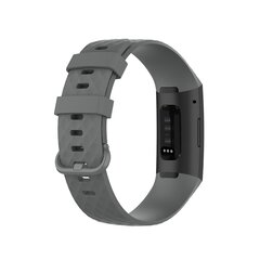 Fitbit Charge 3 &amp; 4 siliconen diamant pattern bandje - Maat: Large - Grijs
