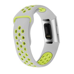 Fitbit Charge 3 &amp;  4 siliconen DOT bandje - Groen / Grijs - Maat: Large