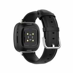 Fitbit Versa 3/4 &amp; Sense 1/2 leren bandje - Zwart