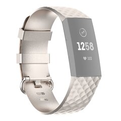 Fitbit Charge 3 &amp; 4 siliconen diamant pattern bandje - Maat: Large - Champagne goud