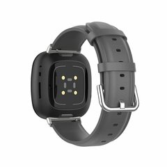Fitbit Versa 3/4 &amp; Sense 1/2 leren bandje - Donkergrijs