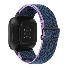 Fitbit Versa 3/4 &amp; Sense 1/2 Nylon loop bandje - Donkerblauw met paars