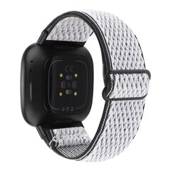 Fitbit Versa 3/4 &amp; Sense 1/2 Nylon loop bandje - Wit met zwart