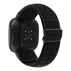 Fitbit Versa 3/4 &amp; Sense 1/2 Nylon loop bandje - Zwart