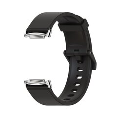 FitBit Charge 5 &amp; 6 Extra soft siliconen bandje - Zwart + zilveren connector