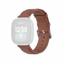 Fitbit Versa 3/4 &amp; Sense 1/2 leren bandje - Bruin