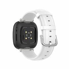 Fitbit Versa 3/4 &amp; Sense 1/2 leren bandje - Wit