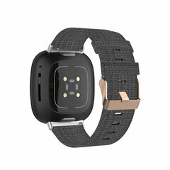 Fitbit Versa 3/4 &amp; Sense 1/2 Canvas nylon bandje - Donkergrijs