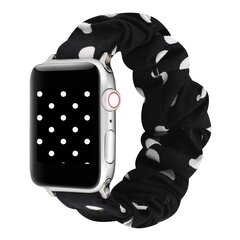 Elastisch scrunchie nylon bandje - Zwart met witte stippen - Geschikt voor Apple Watch 44mm / 45mm&nbsp;/ 46mm / 49mm