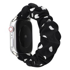 Elastisch scrunchie nylon bandje - Zwart met witte stippen - Geschikt voor Apple Watch 44mm / 45mm&nbsp;/ 46mm / 49mm