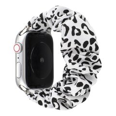 Elastisch scrunchie nylon bandje - Wit / zwart - Geschikt voor Apple Watch 44mm / 45mm&nbsp;/ 46mm / 49mm