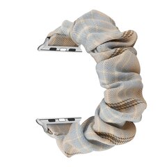 Elastisch scrunchie nylon bandje - Khaki / Lichtblauw - Geschikt voor Apple Watch 44mm / 45mm&nbsp;/ 46mm / 49mm