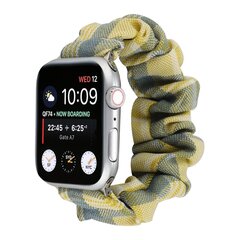 Elastisch scrunchie nylon bandje - Geel / Blauw - Geschikt voor Apple Watch 44mm / 45mm&nbsp;/ 46mm / 49mm