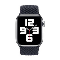 Braided Solo Loop nylon bandje - Maat: M - Donkerblauw - Geschikt voor Apple Watch 44mm / 45mm&nbsp;/ 46mm / 49mm