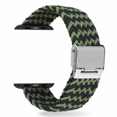 Braided nylon bandje - Zwart / Groen - Geschikt voor Apple Watch 38mm / 40mm / 41mm / 42mm