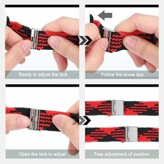 Braided nylon bandje - Rood met zwart - Geschikt voor Apple Watch 38mm / 40mm / 41mm / 42mm