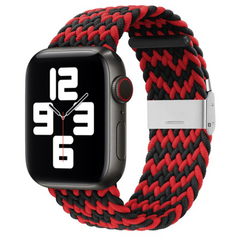 Braided nylon bandje - Zwart / Rood - Geschikt voor Apple Watch 44mm / 45mm&nbsp;/ 46mm / 49mm