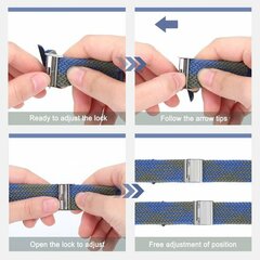 Braided nylon bandje - Blauw / Groen - Geschikt voor Apple Watch 44mm / 45mm&nbsp;/ 46mm / 49mm