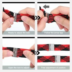 Braided nylon bandje - Rood met zwart - Geschikt voor Apple Watch 44mm / 45mm&nbsp;/ 46mm / 49mm