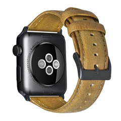 Luxe Echt Lederen bandje - Lichtbruin - Geschikt voor Apple Watch 38mm / 40mm / 41mm / 42mm
