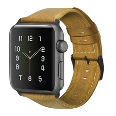 Luxe Echt Lederen bandje - Lichtbruin - Geschikt voor Apple Watch 38mm / 40mm / 41mm / 42mm