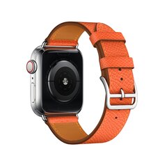 Lederen bandje - Oranje - Geschikt voor Apple Watch 44mm / 45mm&nbsp;/ 46mm / 49mm