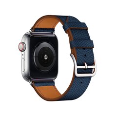 Lederen bandje - Donkerblauw - Geschikt voor Apple Watch 44mm / 45mm&nbsp;/ 46mm / 49mm
